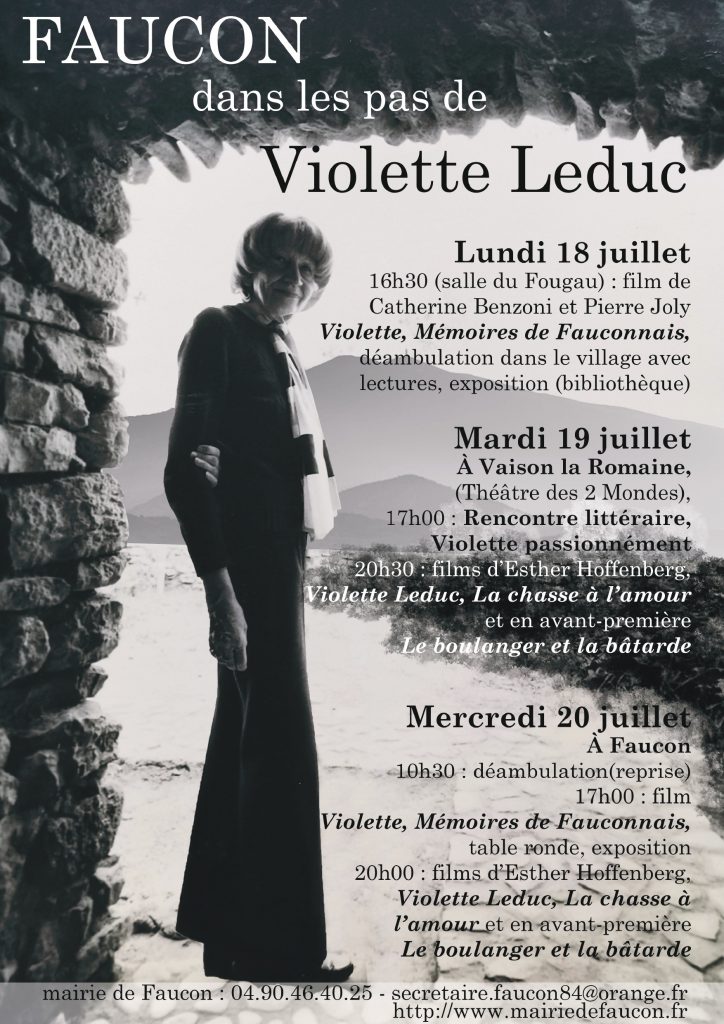 affiche programme Dans les pas de Violette Leduc à Faucon été 2022 